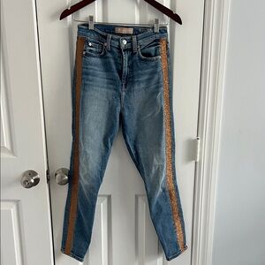 7 For All Mankind Blue Jeans with Brown Stripes